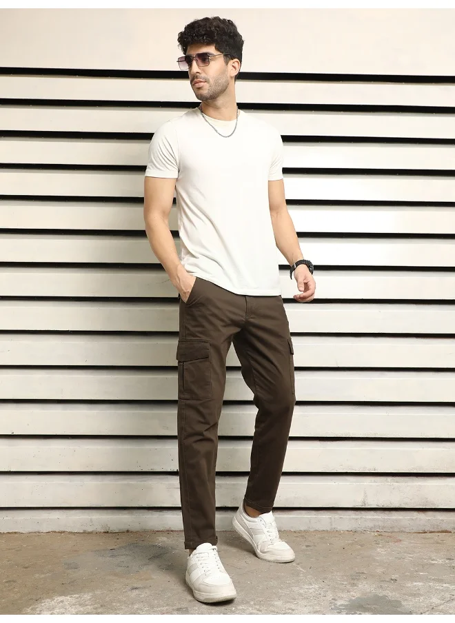 HIGH STAR – HIGH STAR Men’s Slim Fit Dark Olive Cropped Cargo Trousers – Functional and Modern for Men | Best Price UAE
