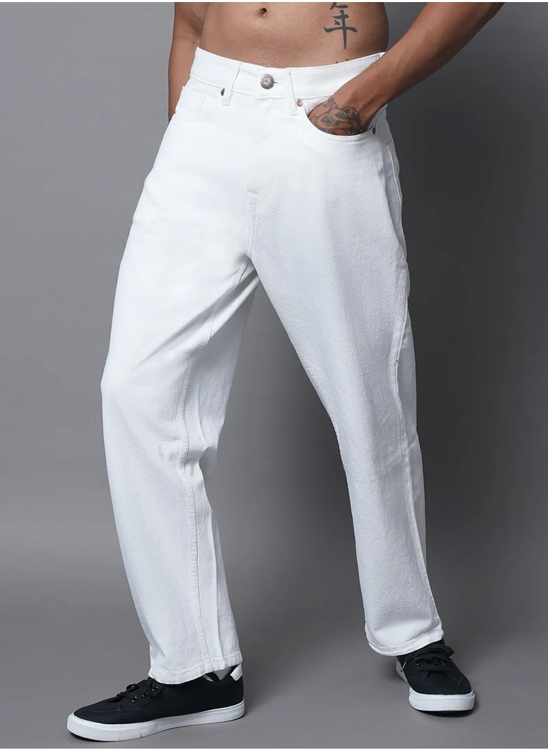 HIGH STAR – HIGH STAR White Wide Leg Men’s Jeans, Mid-Rise, Cotton for Men | Best Price UAE