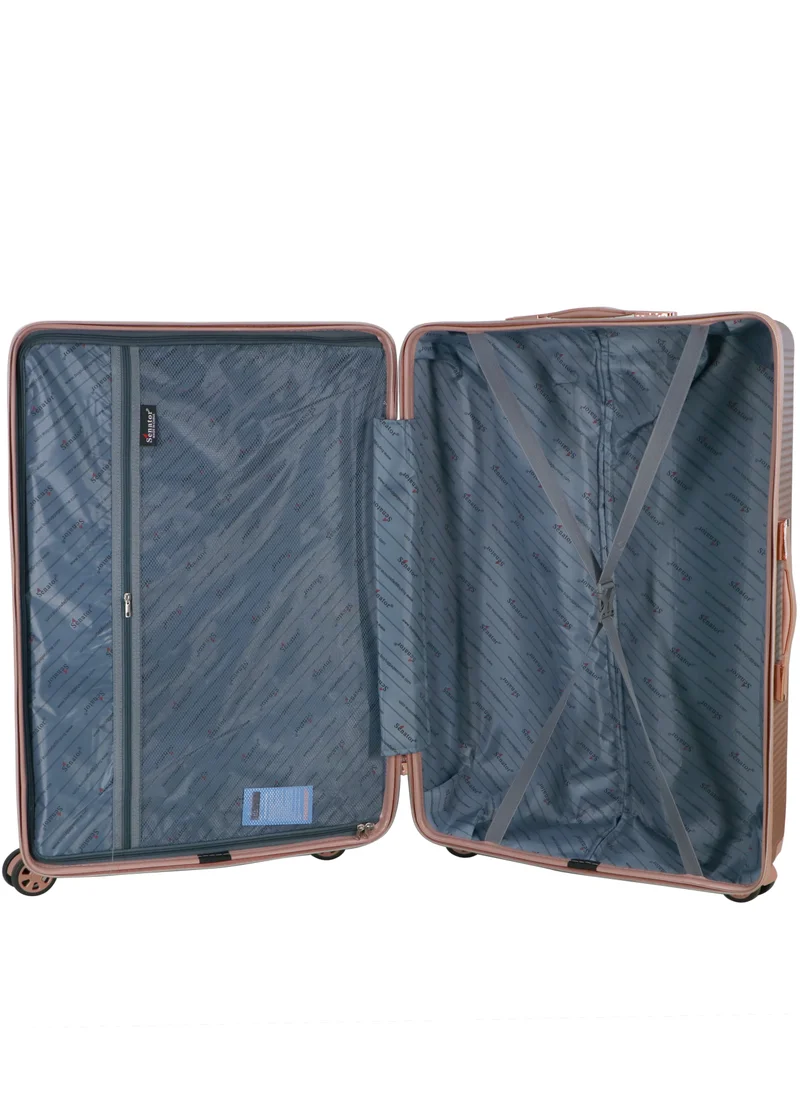 SENATOR – SENATOR Rose Gold Hard Case Luggage Trolley for Unisex ABS Lightweight Travel Bag 4 Double Wheeled Suitcase with Built In TSA Type lock A5125 Rose Gold | Best Price UAE