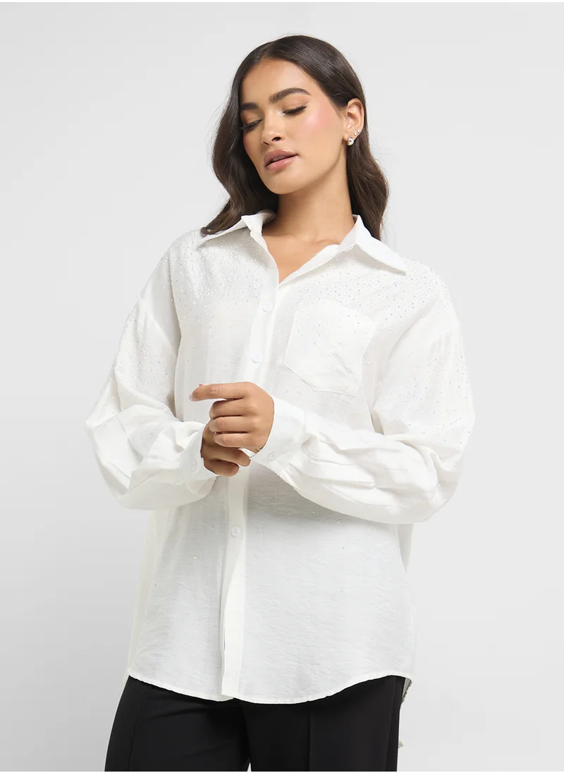 ELLA – ELLA Embellished Button Down Shirt for Women | Best Price UAE