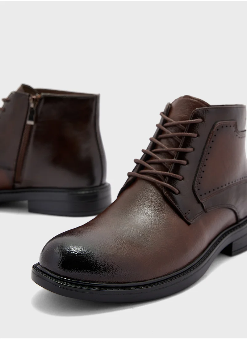 Robert Wood – Robert Wood Coffee Ankle Lace Up Formal Boots for Men | Best Price UAE