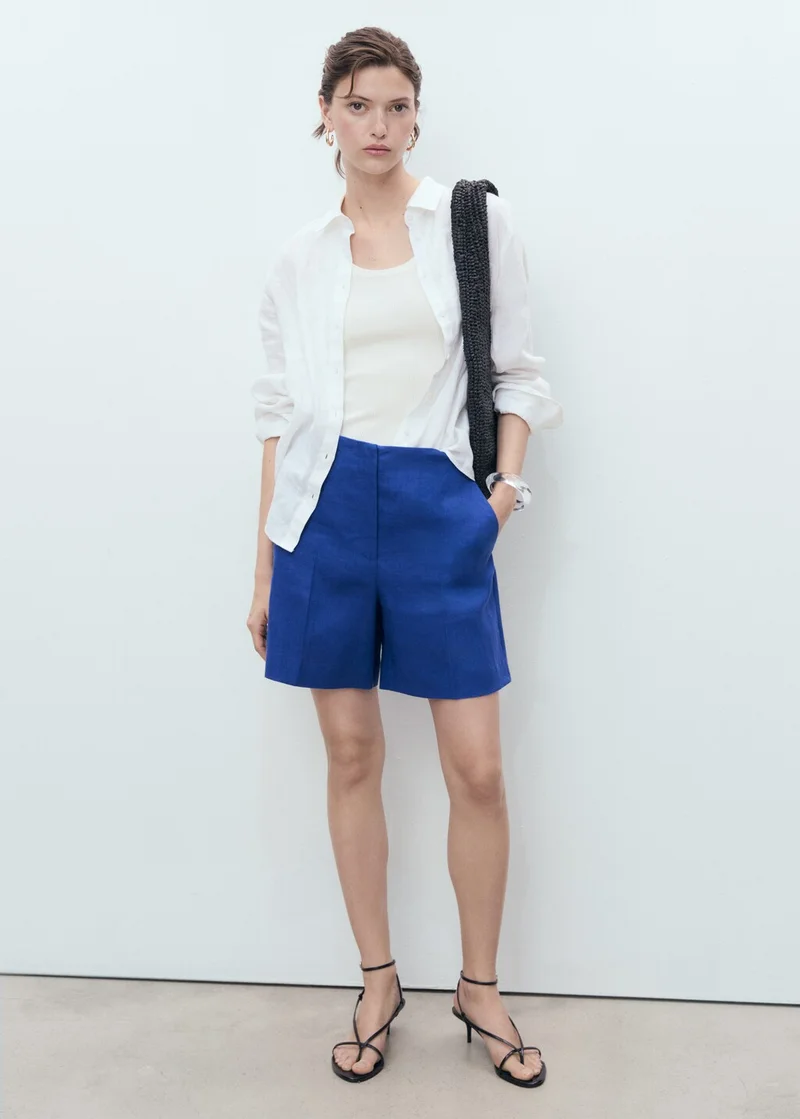 MANGO – MANGO Straight Mid-Rise Shorts for Women | Best Price UAE