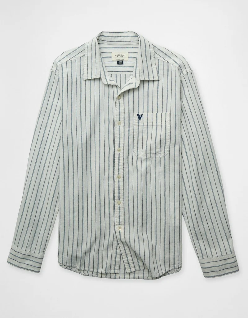 American Eagle – American Eagle AE Everyday Button-Up Linen Shirt for Men | Best Price UAE
